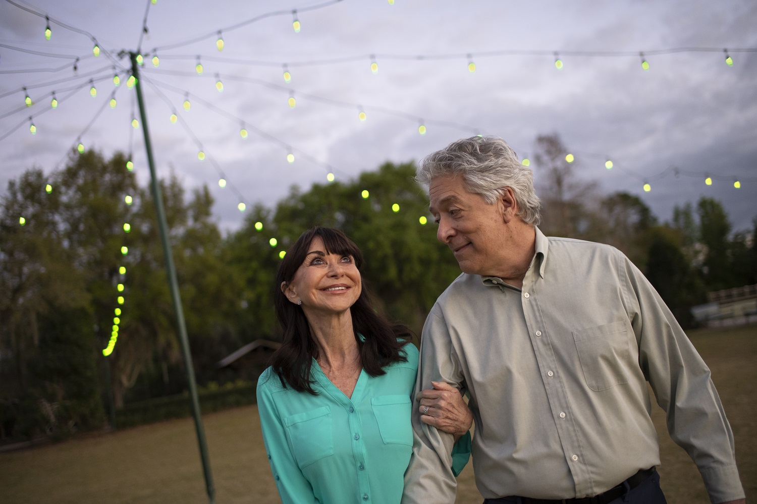 A man and woman walking